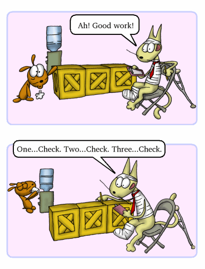 [Ah! Good work! One...Check. Two...Check. Three...Check.]